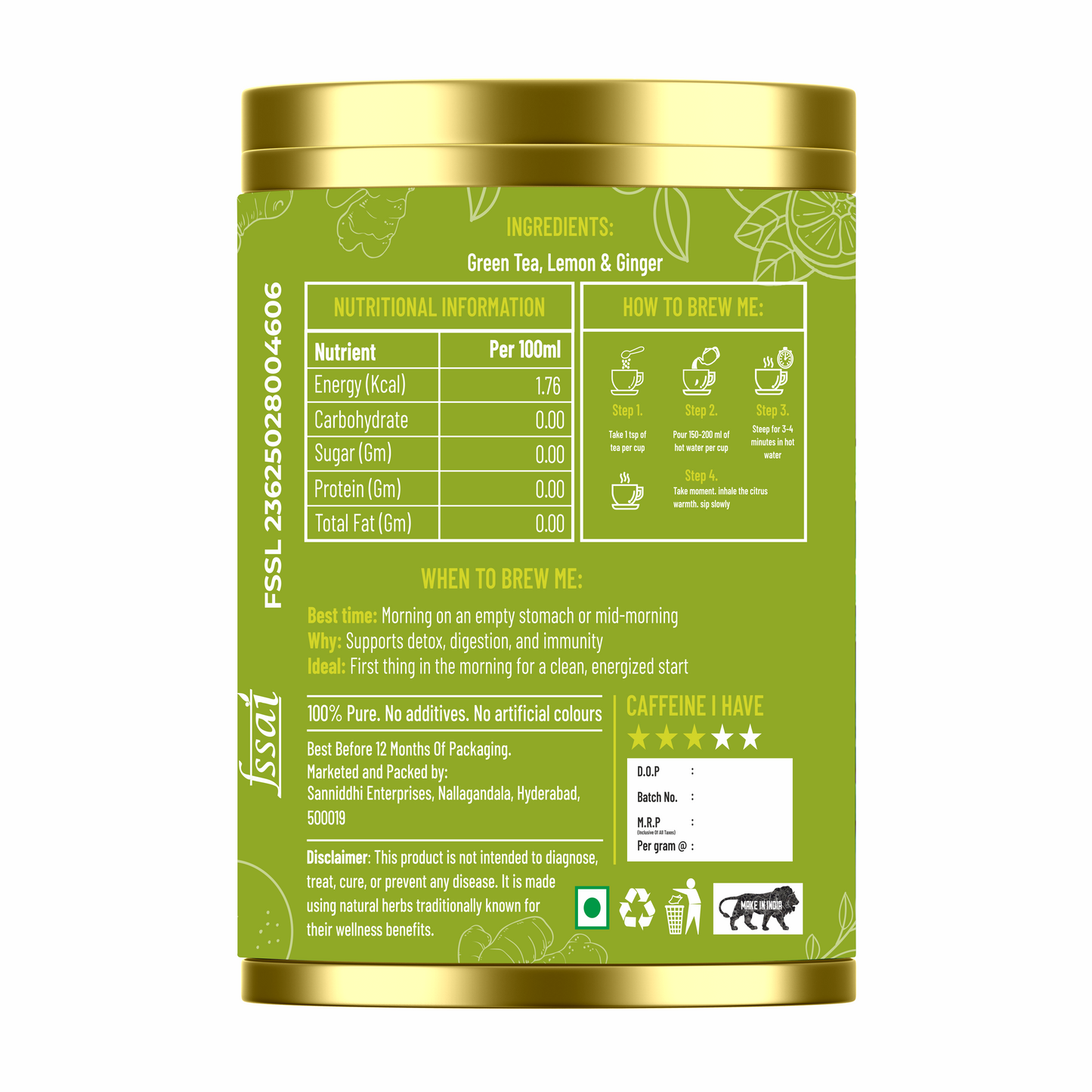 LEMON GINGER GREEN TEA