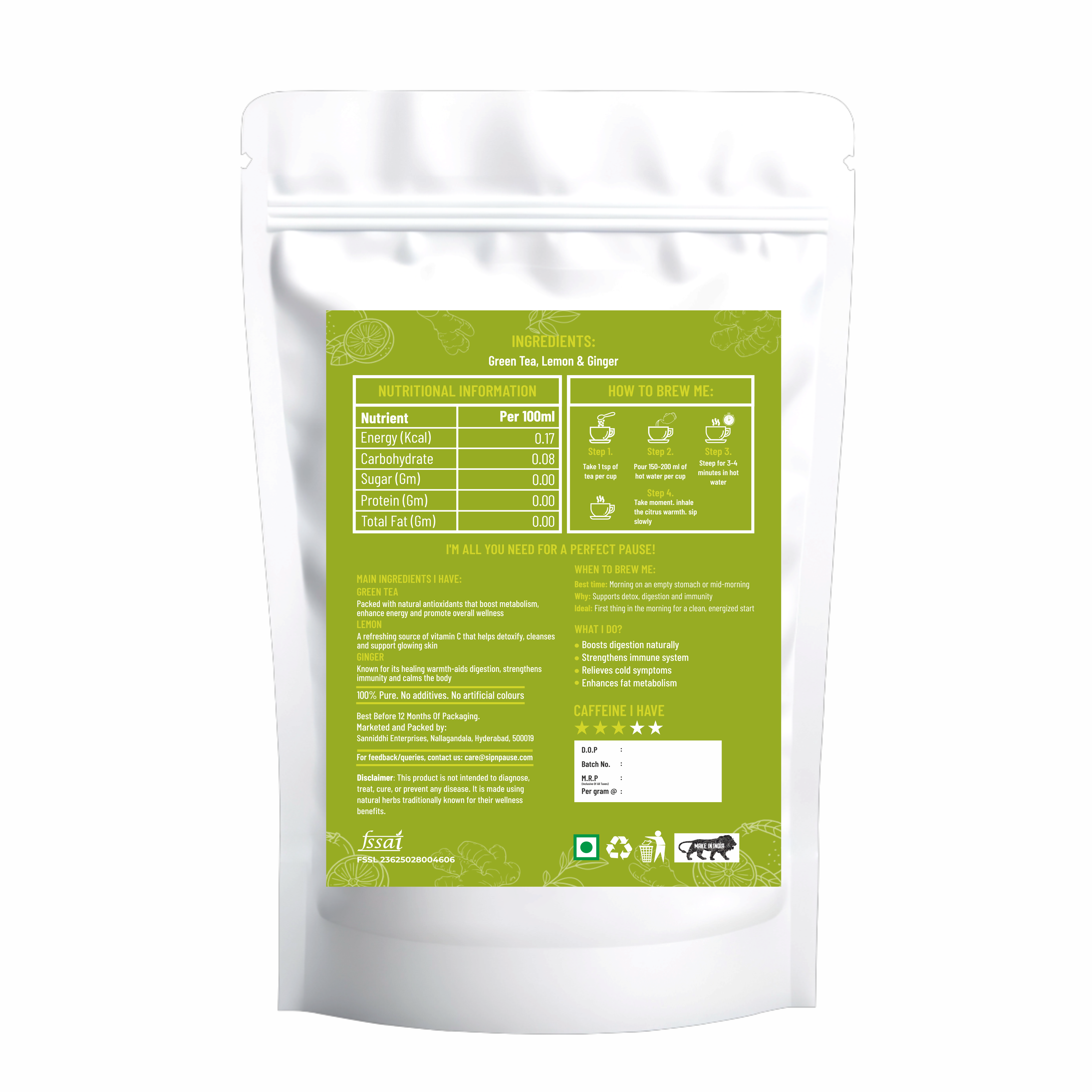 LEMON GINGER GREEN TEA